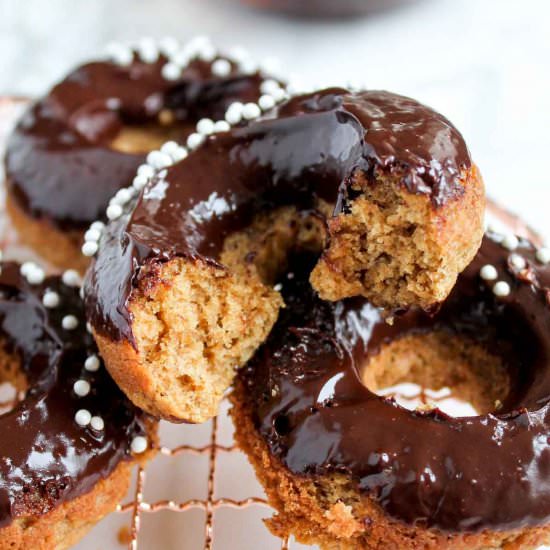 Baked Banana Donuts Chocolate Glaze - Recipe photo by katiebirdbakes