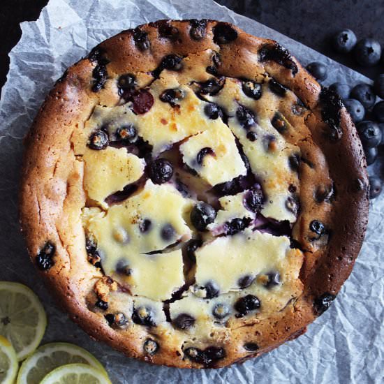 Baked Lemon & Blueberry Cheesecake - Recipe photo by SlowThe CookDown