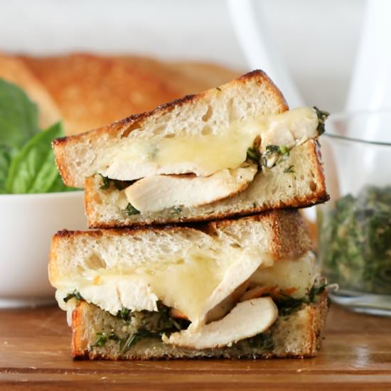 Pesto Chicken Grilled Cheese - Recipe photo by soberchicken56