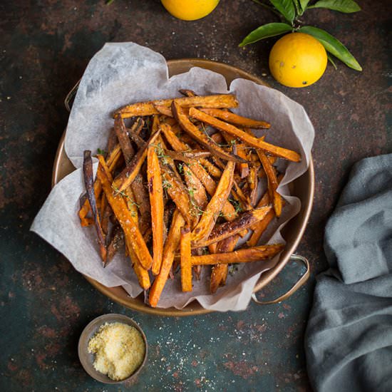oven roasted sweet potato ‘fries’ - Recipe photo by drizzleanddip