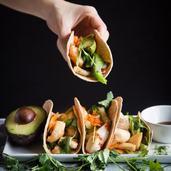 Easy Sesame Fish Kimchi Taco - Recipe photo by WhatToCookToday