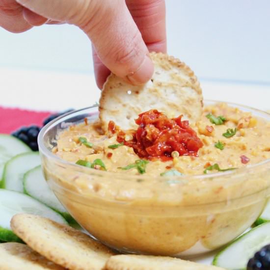 Zesty Hummus Pimento Cheese Dip - Recipe photo by sinfulnutrition