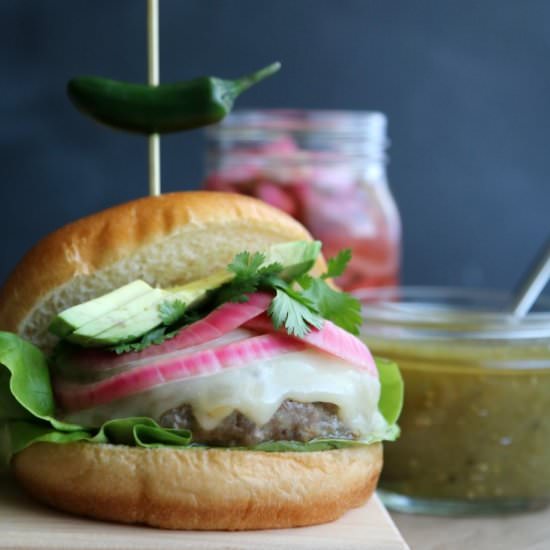 Pork Burger with Hatch Chiles - Recipe photo by PooksPantry