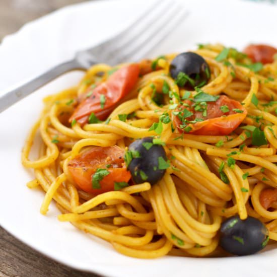 Spaghetti Alla Puttanesca - Recipe photo by Inside the rustic kitchen