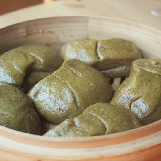 Chinese Matcha Steamed Buns - Recipe photo by akitchenfable