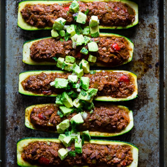 Mexican Tuna Stuffed Zucchini Boats - Recipe photo by foodfaithfitness