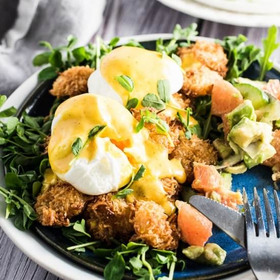 Thai Coconut Shrimp Eggs Benedict - Recipe photo by The Endless Meal