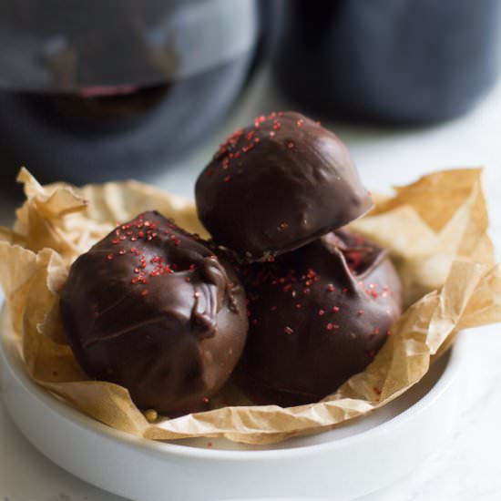Red Wine Chocolate Truffles - Recipe photo by awayfromthebox