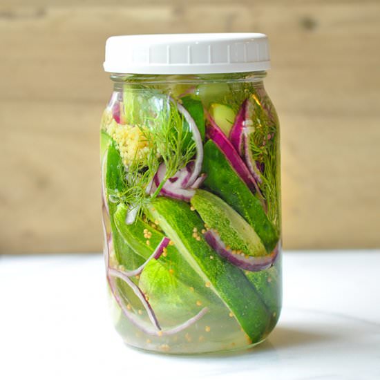 Pink Refrigerator Dill Pickles - Recipe photo by Mighty Mrs