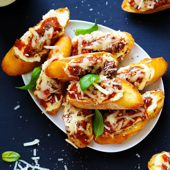 Lasagna Crostini - Recipe photo by platingsandpairings