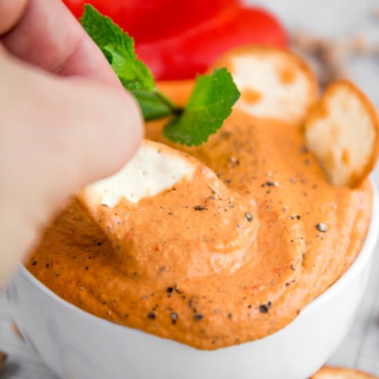 Roasted Bell Pepper Hummus - Recipe photo by Philosokitchen