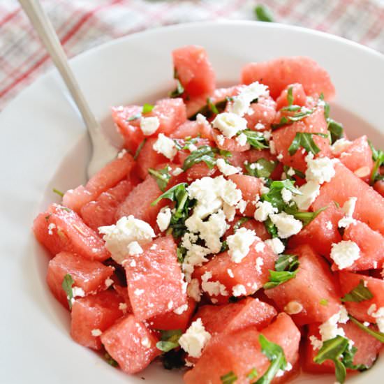 Fresh Watermelon Salad with Feta - Recipe photo by lettuceeatveggies