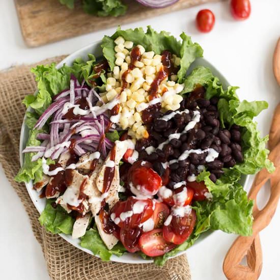 Clean Eating BBQ Chicken Salad - Recipe photo by Kiwi and Carrot