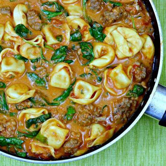 Venison Sausage Tortellini Skillet - Recipe photo by Sweet Beginnings