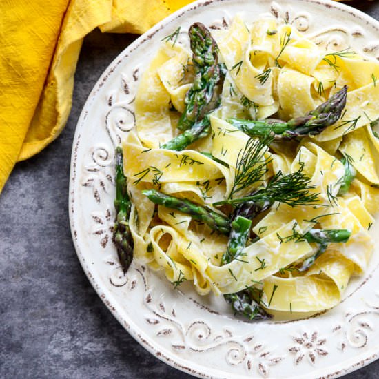 Lemon Pappardelle Pasta & Asparagus - Recipe photo by the food blog