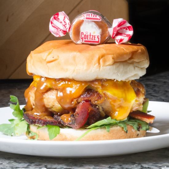 Caramel Apple Bacon Cheddar Burger - Recipe photo by TheKitchenWhisperer
