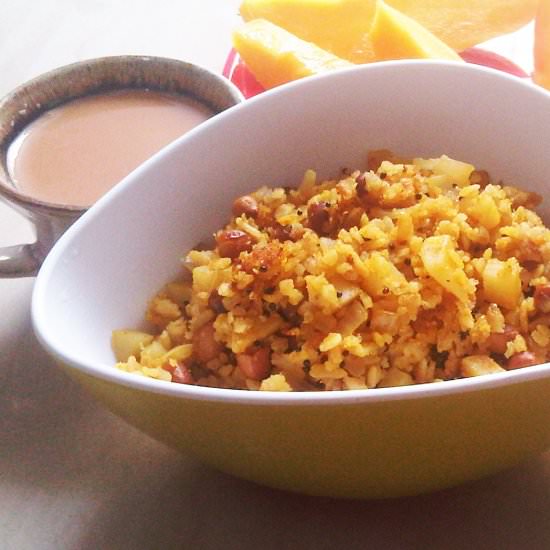 Potato Peanut Red Poha - Recipe photo by steamingpot