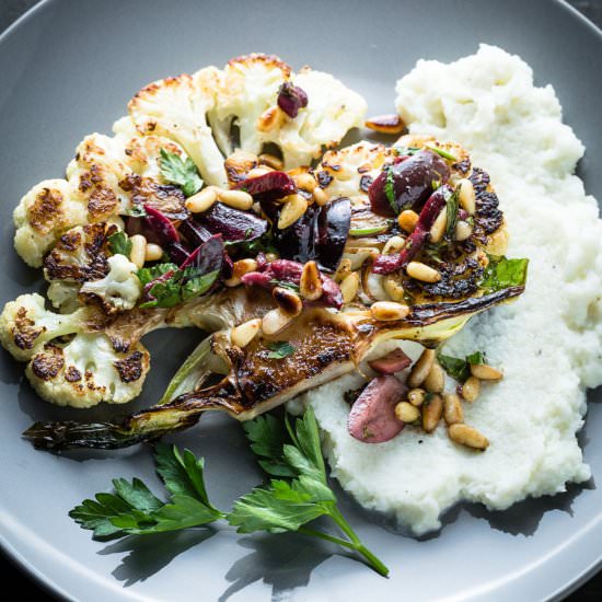 Cauliflower Steaks and Purée - Recipe photo by saltpepperskillet