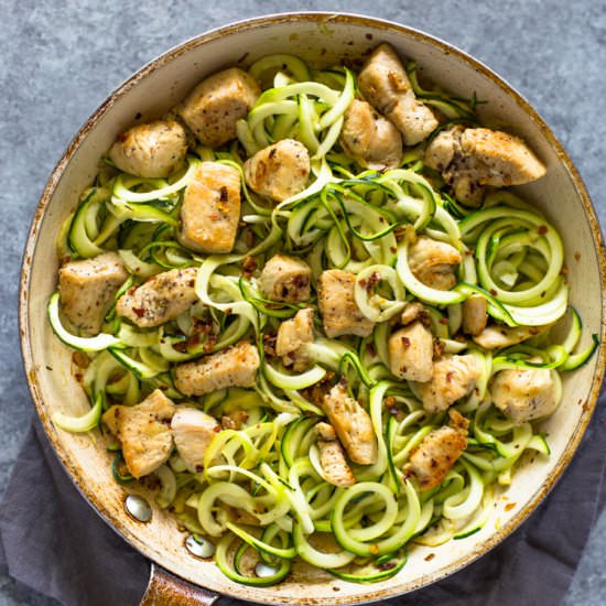 4 ingredient Garlic Chicken Zoodle - Recipe photo by Baked in Butter