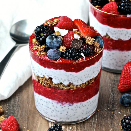 Berry Chia Pudding Parfaits - Recipe photo by The Foodie Physician