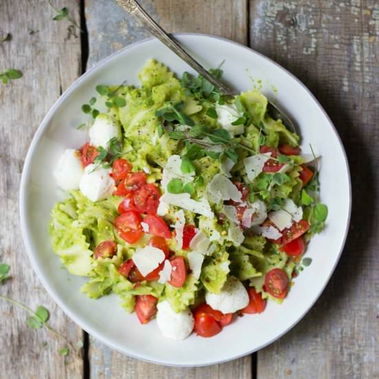 Caprese Pasta Salad + Pesto - Recipe photo by the_gourmet_RD