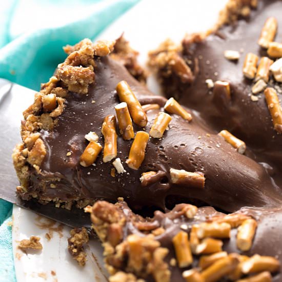 Pretzel Crust Milk Chocolate Tart - Recipe photo by trufflesandtrends