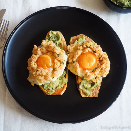 Cloud Eggs and Sweet Potato Toast - Recipe photo by eatingwithkatie