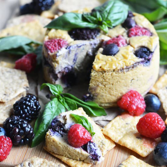 Vegan Baked Berry-Basil Cheese - Recipe photo by The Colorful Kitchen