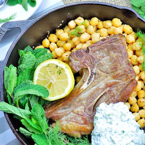 Lamb w/ Hummus-Garbanzos - Recipe photo by IAteTheWholeThing