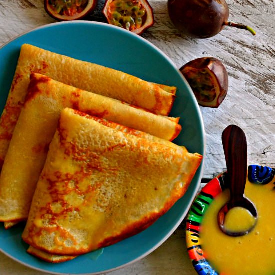 Coconut Crepes w Passionfruit Curd - Recipe photo by kaluhiskitchen