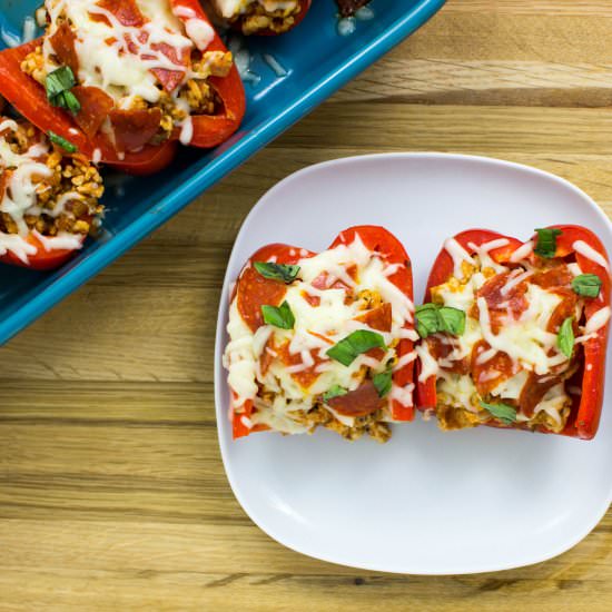Turkey Pizza Stuffed Peppers - Recipe photo by Bites of Flavor