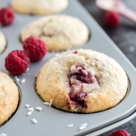 Coconut Raspberry Muffins - Recipe photo by platedcravings