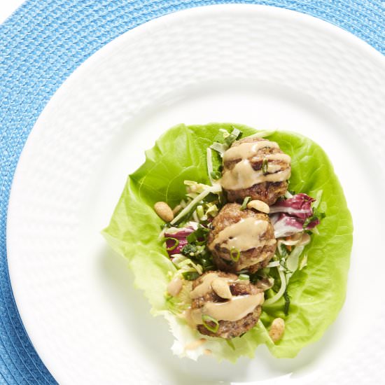 Thai Chicken Meatball Wraps - Recipe photo by BiteMeMore