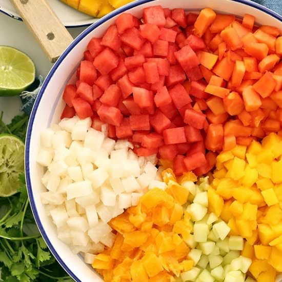 Mexican Gazpacho Fruit Salad - Recipe photo by The Harvest Kitchen