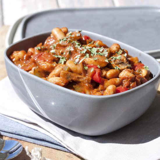 Mushroom and Capsicum Baked Beans - Recipe photo by karenluvslife