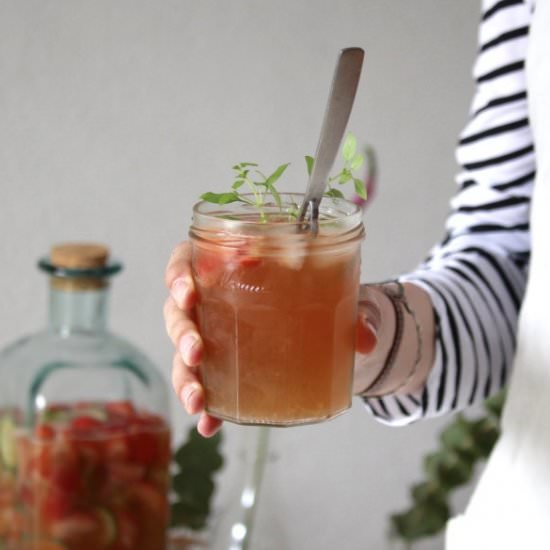 Strawberry and Rhubarb Rosé Sangria - Recipe photo by sistersjunction