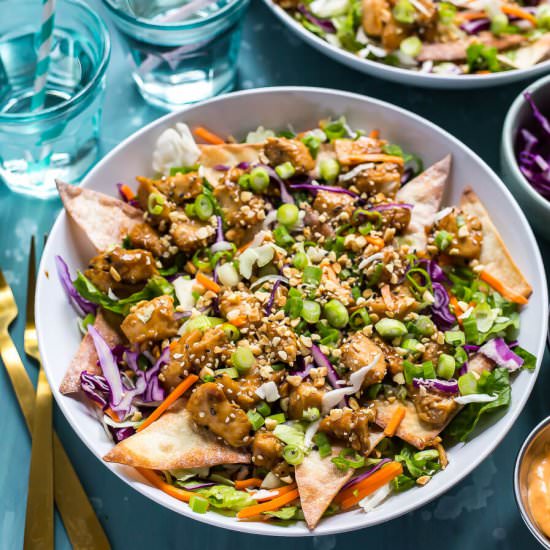 Chicken Wonton Nacho Salad - Recipe photo by thegirlonbloor