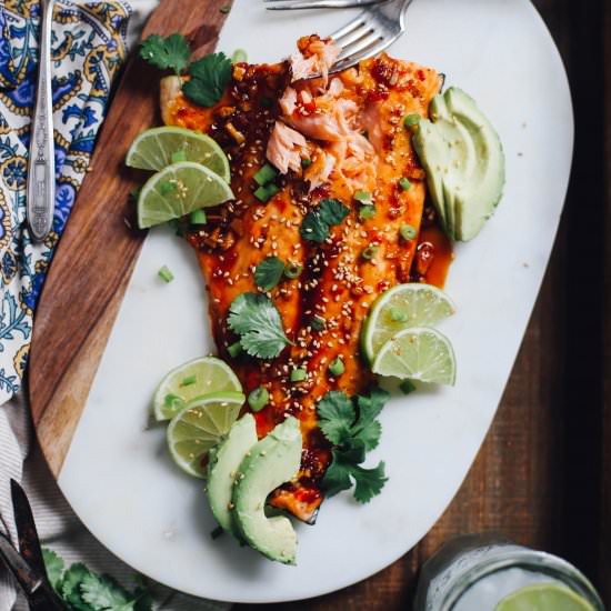 Red Chili Glazed Salmon - Recipe photo by thecollegehousewife