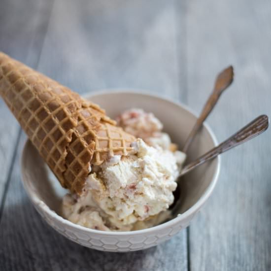 Rhubarb Ripple Shortbread Ice Cream - Recipe photo by crumbkitchen