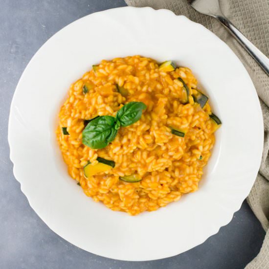 Creamy Tomato Zucchini Risotto - Recipe photo by Inside the rustic kitchen