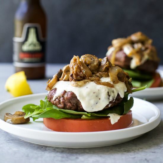 Mushroom Burger w Horseradish Aioli - Recipe photo by joyfulhealthyeats