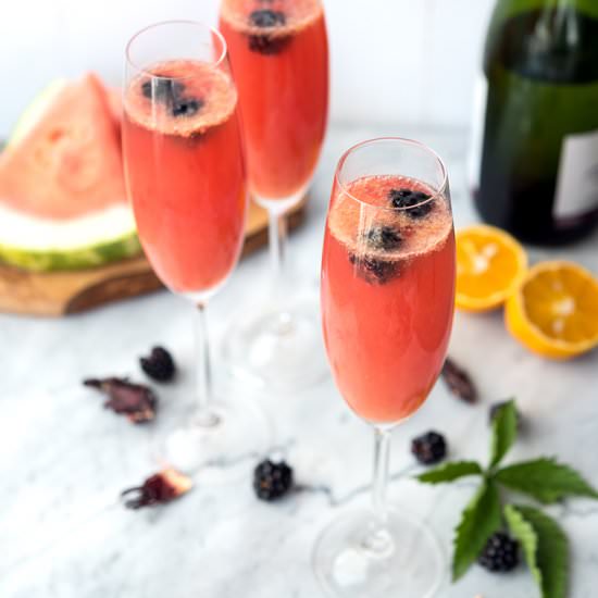 Watermelon Hibiscus Mimosas - Recipe photo by Vegan Yack Attack