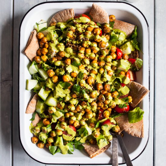 Fattoush Nachos & Za'atar Chickpeas - Recipe photo by thefullhelping