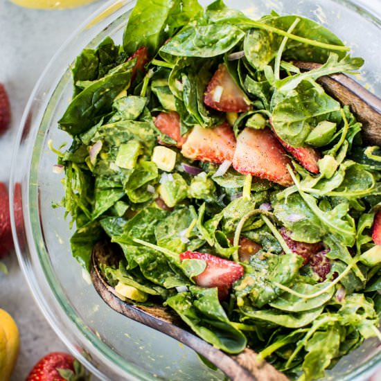 Strawberry Mango Spinach Salad - Recipe photo by saltandlavender