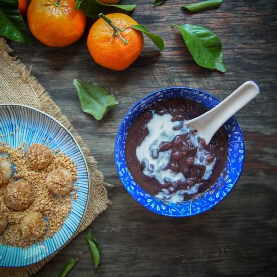Red Bean Soup with Peanut Mochi - Recipe photo by vermilionroots