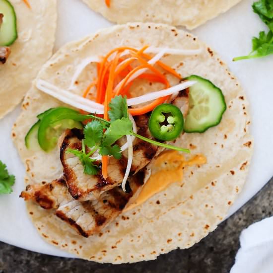 Banh Mi Pork Tacos - Recipe photo by platingsandpairings