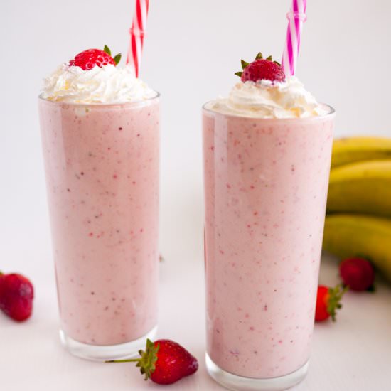 Strawberry Banana Milkshake - Recipe photo by VeenaAzmanov