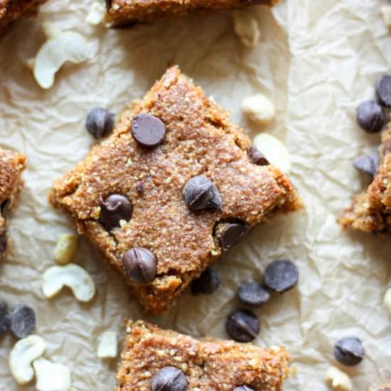 Chocolate Chip Cashew Cookie Bars - Recipe photo by MissAlliesKitchen