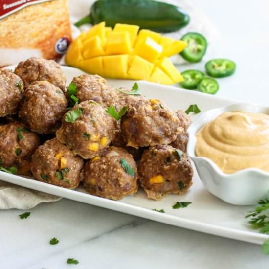 Mango Meatballs with Cashew Sauce - Recipe photo by MissAlliesKitchen