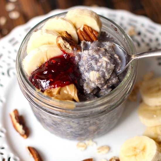 PBJ Overnight Oats - Recipe photo by suebeehomemaker